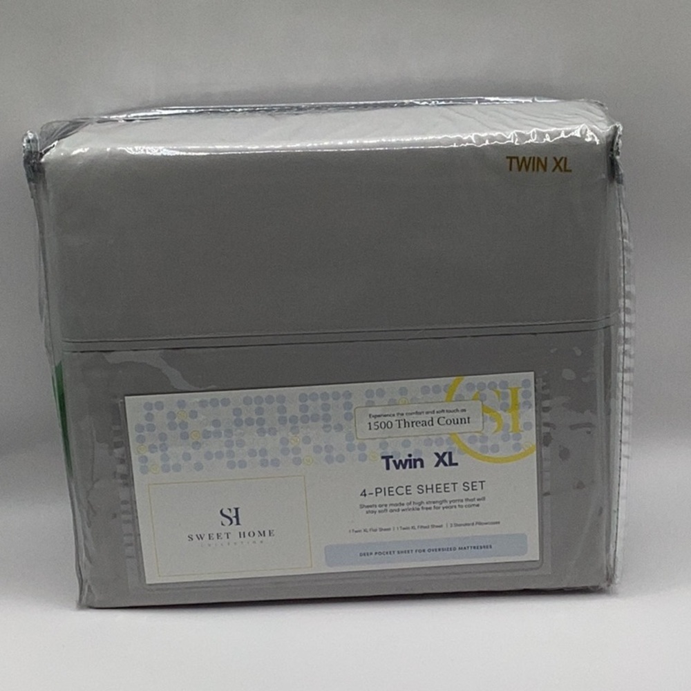 Sweet Home Collections Twin XL 4-Piece Sheet Set - Gray/Silver